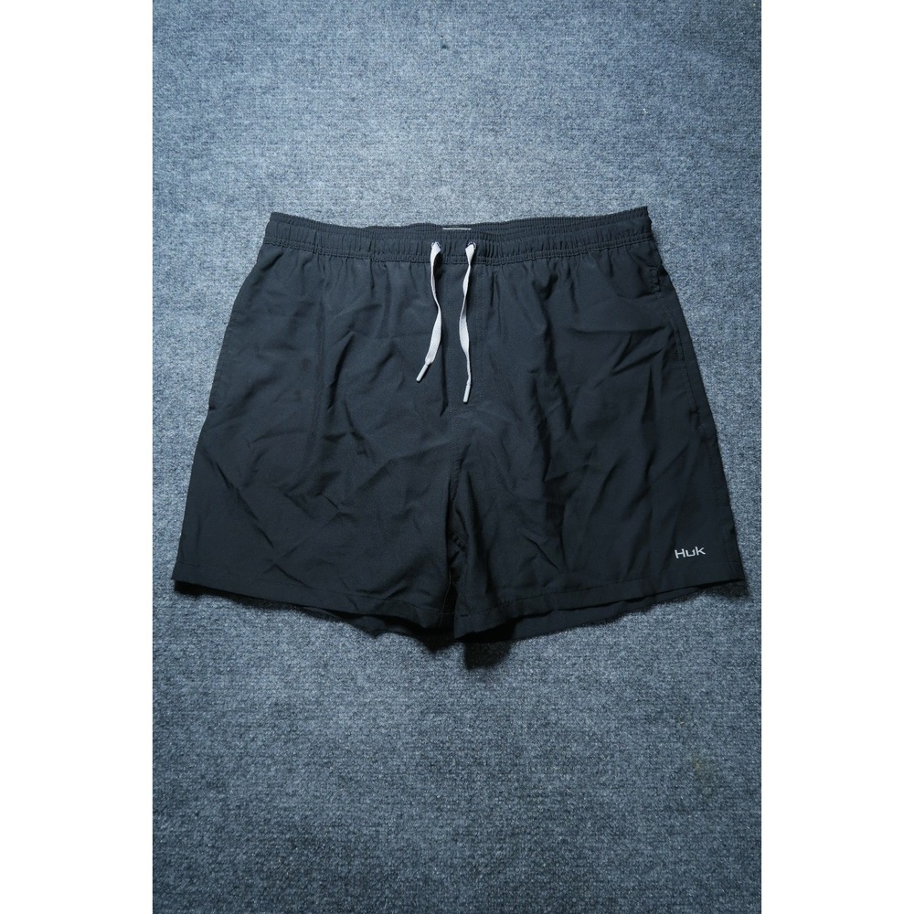 HUK Men Black Performance Fishing Swim Trunks Stretch Shorts XL H2000184-001